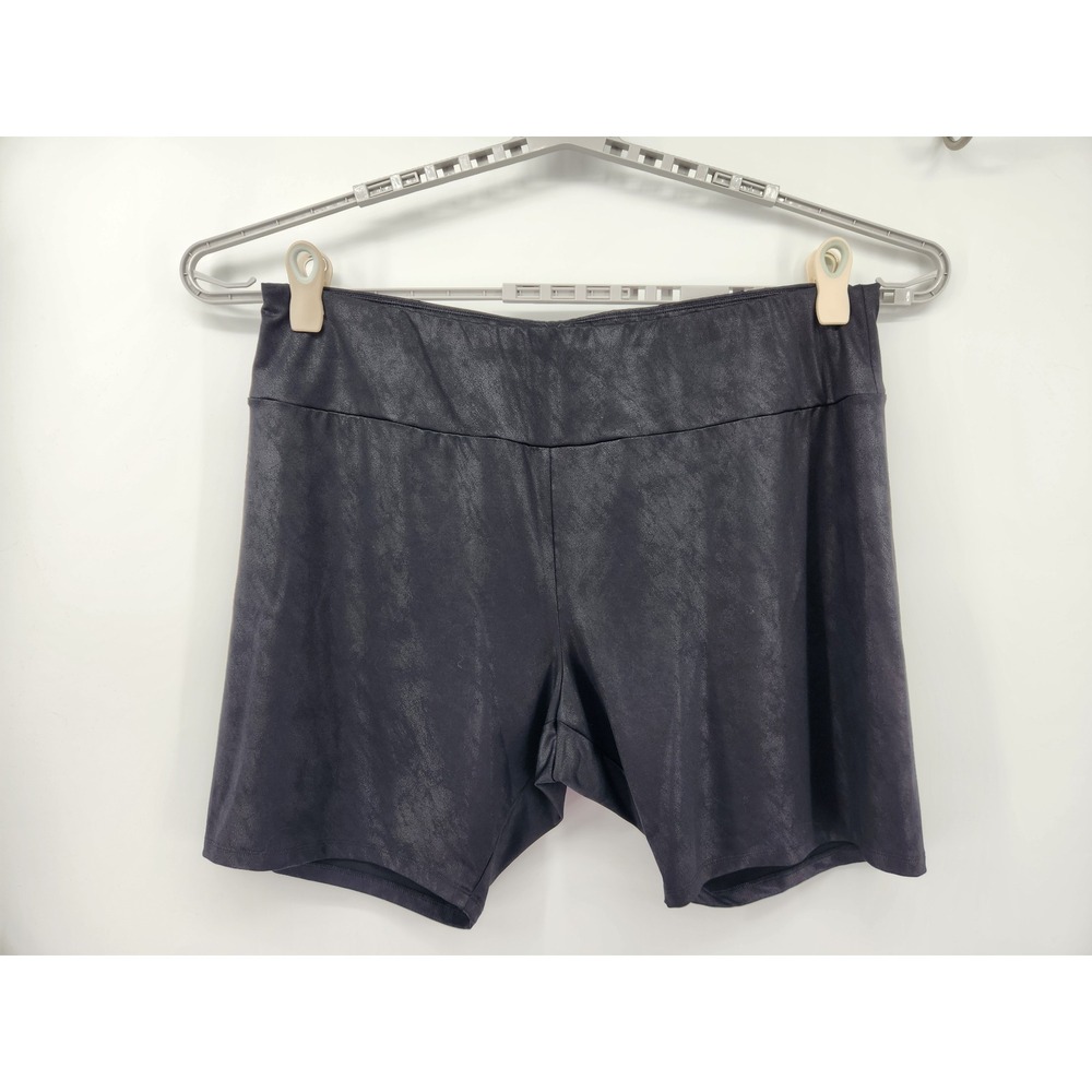 Ava & Viv‎ Womens 3X Black Faux Leather Look Bike Shorts High Waist